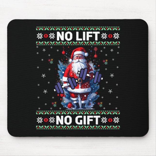 Mousepad Funny Muscle Santa Lifting Ugly Christmas Sweater  (Frente)