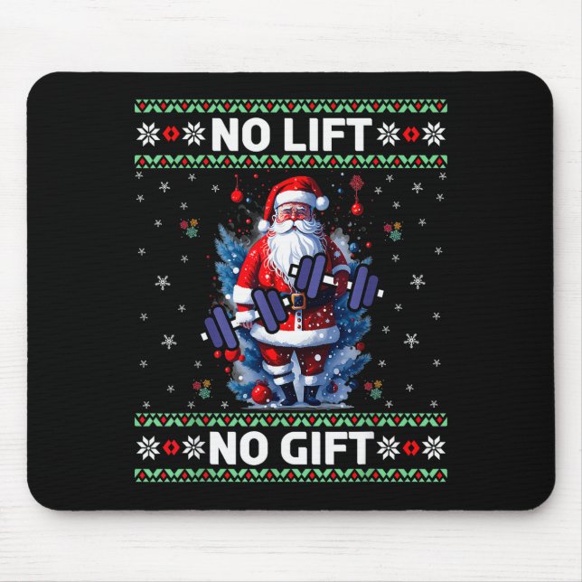 Mousepad Funny Muscle Santa Lifting Ugly Christmas Sweater  (Frente)