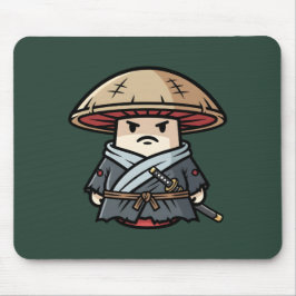 Mousepad Funny Mushroom Ronin Wandering Samurai Illustratio