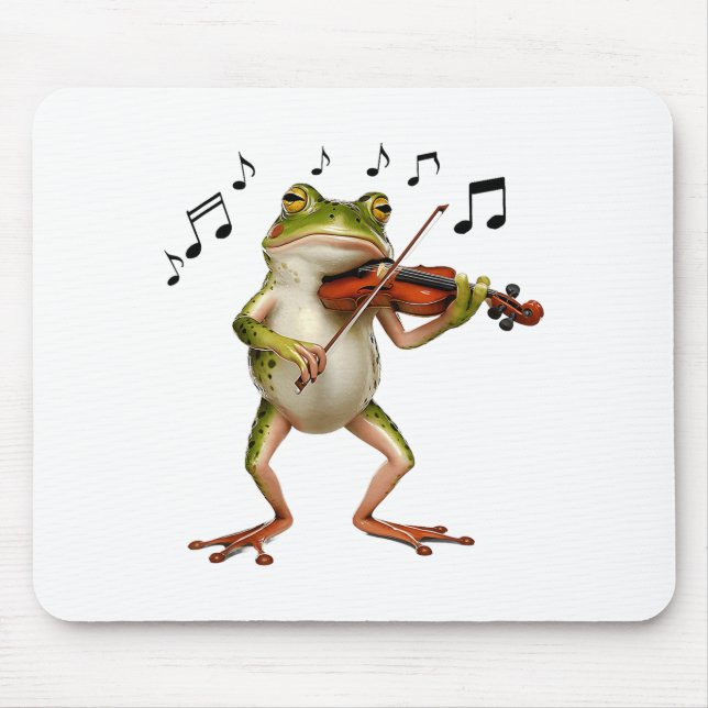 Mousepad Funny Musician Violinist Cute Frog Playing Violin  (Frente)