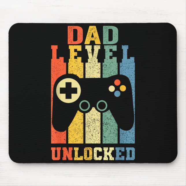 Mousepad Funny New Dad Shirt Dad Level Unlocked Day Tee Shi (Frente)