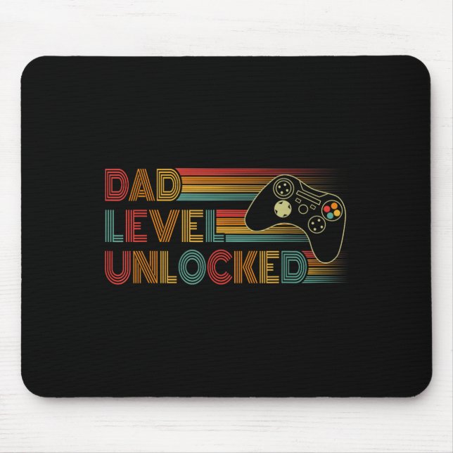 Mousepad Funny New Dad Shirt Dad Level Unlocked Gaming Game (Frente)