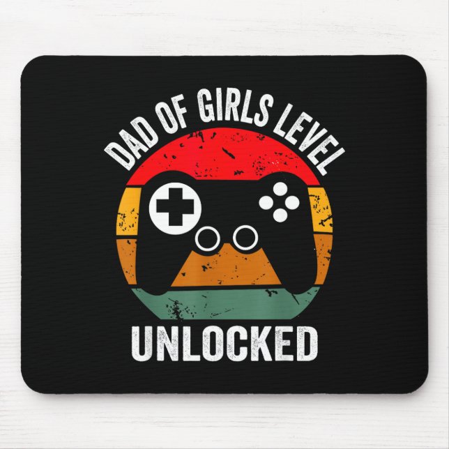 Mousepad Funny New Dad Shirt Dad Of Girls Level Unlocked Te (Frente)