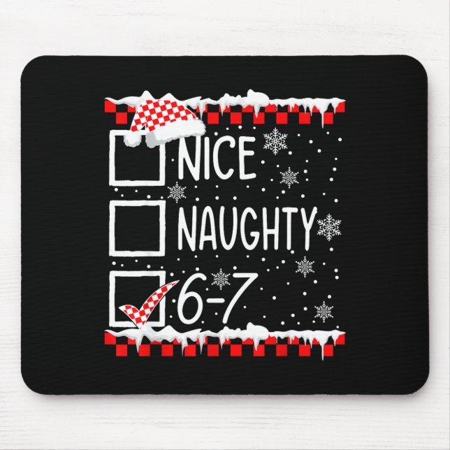 Mousepad Funny Nice Naughty 67 Christmas Brain Rot Six Seve (Frente)