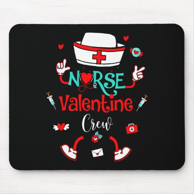 Mousepad Funny Nurse Valentines Day Nurse Crew Family Group (Frente)