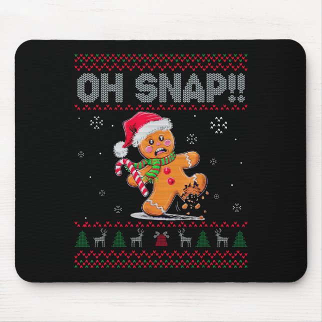 Mousepad Funny Oh Snap Gingerbread Ugly Christmas Costume W (Frente)