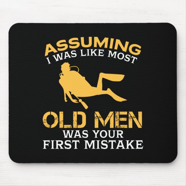 Mousepad Funny Old Men Who Loves Scuba Diving  (Frente)