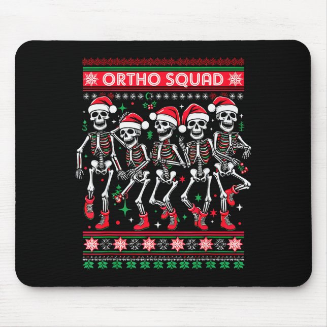 Mousepad Funny Ortho Squad Christmas Three Santa Skeletons  (Frente)