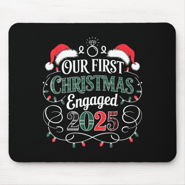 Mousepad Funny Our First Christmas Engaged 2025 Couples Paj (Frente)