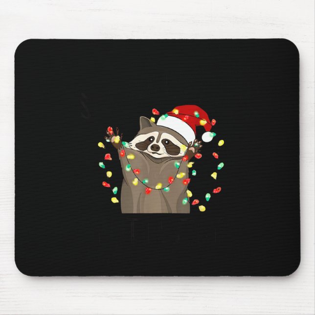 Mousepad Funny Overstimulated But Festive Raccoon Christmas (Frente)
