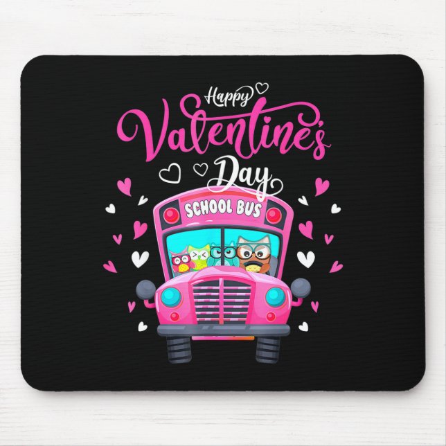 Mousepad Funny Owls School Bus Driver Happy Valentines Day  (Frente)
