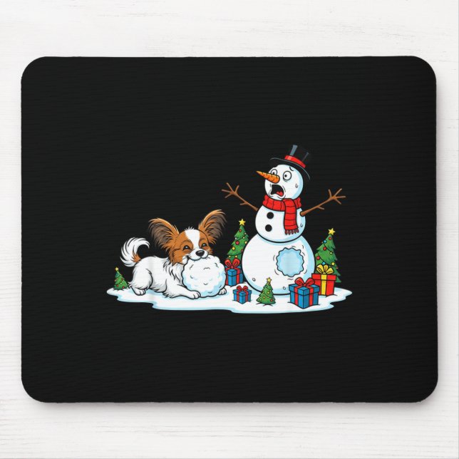 Mousepad Funny Pallon Snowman Christmas Tree Xmas Womens Me (Frente)
