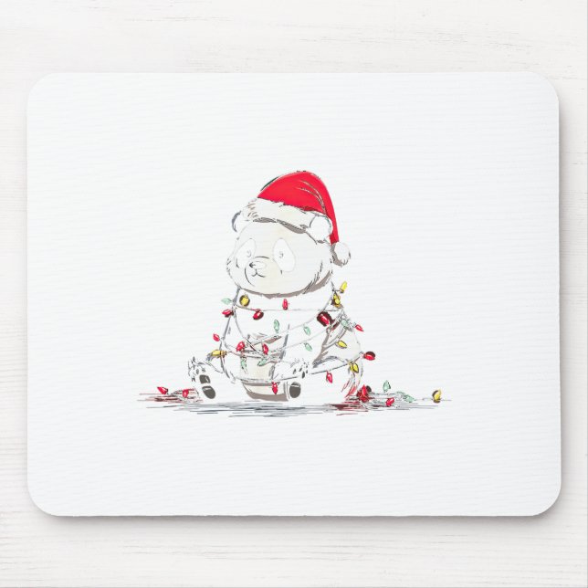 Mousepad Funny Panda Christmas Graphics Animal Lights Lover (Frente)