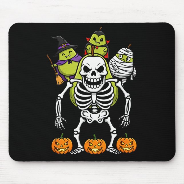 Mousepad Funny Pear Skeleton Mummy Witch Halloween Kids Men (Frente)