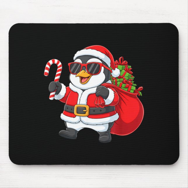 Mousepad Funny Penguin Christmas Santa Outfit Xmas Boys Gir (Frente)