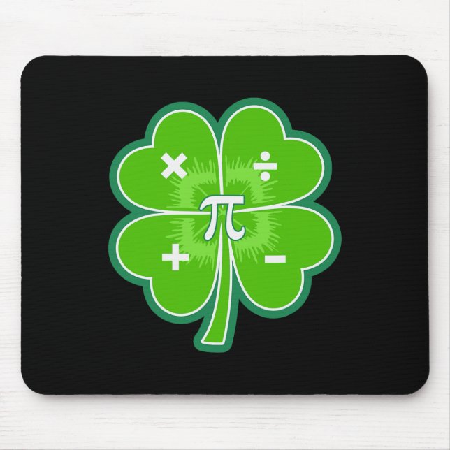 Mousepad Funny Pi Day Math Patricks Day Luck Shamrock Green (Frente)
