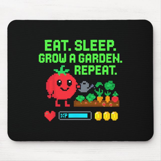 Mousepad Funny Pixel Gamer Comer Dormir Crescer Jardim Repe (Frente)