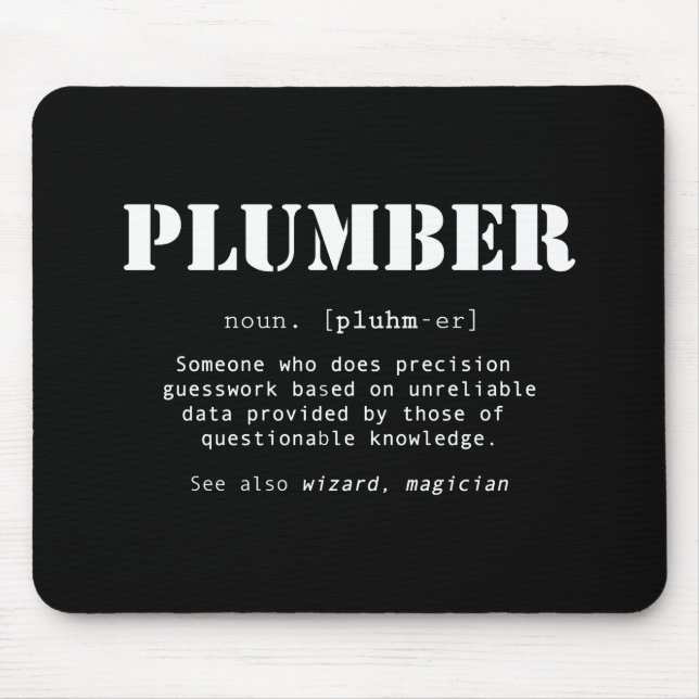 Mousepad Funny Plumber Dictionary Definition (Frente)