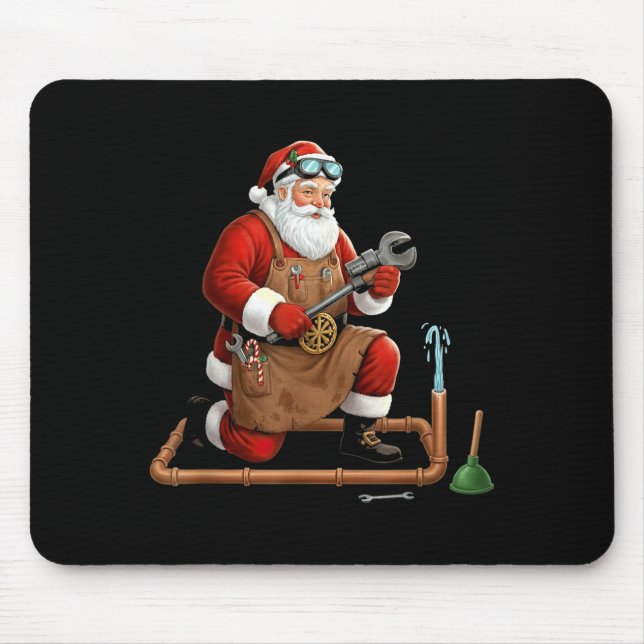 Mousepad Funny Plumber Santa Christmas Graphic  (Frente)