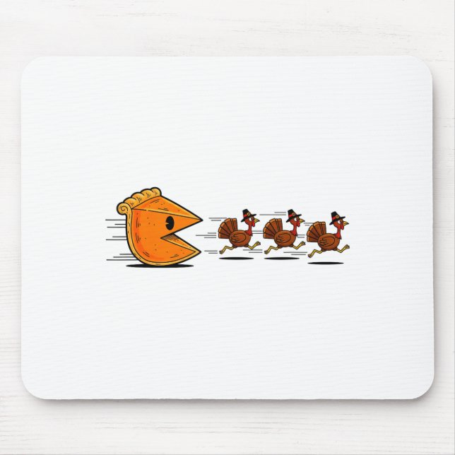 Mousepad Funny Pumpkin E Chasing Turkey Gobble Fall Thanksg (Frente)