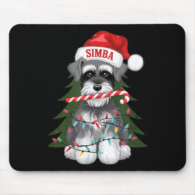 Mousepad Funny Puppy Dog Christmas Holiday With Candy Cane  (Frente)