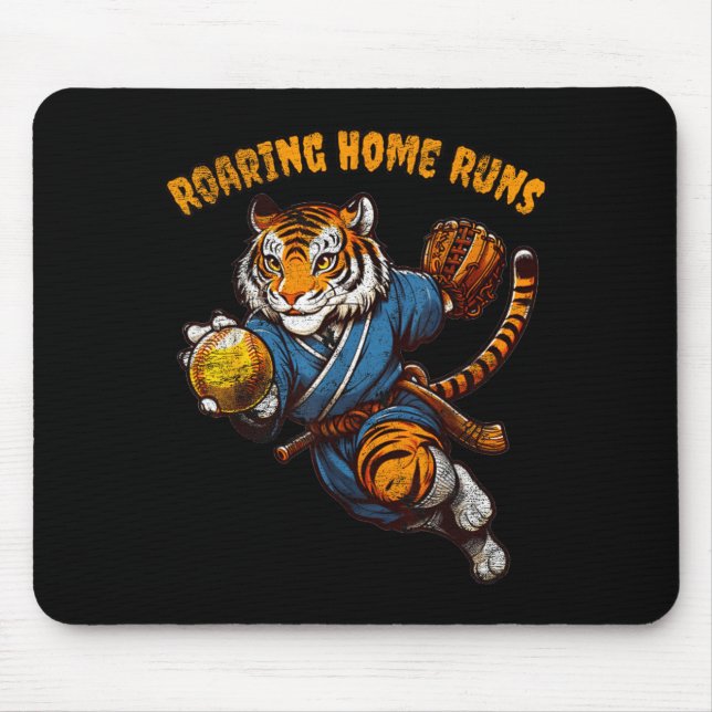 Mousepad Funny Quote Roaring Home Run Ball Retro Tiger Love (Frente)