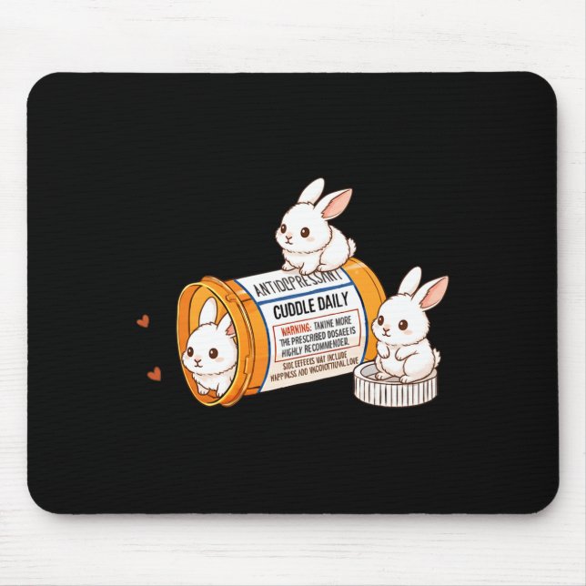 Mousepad Funny Rabbit Bunny Anti Depressant Zoo Boys Girls  (Frente)