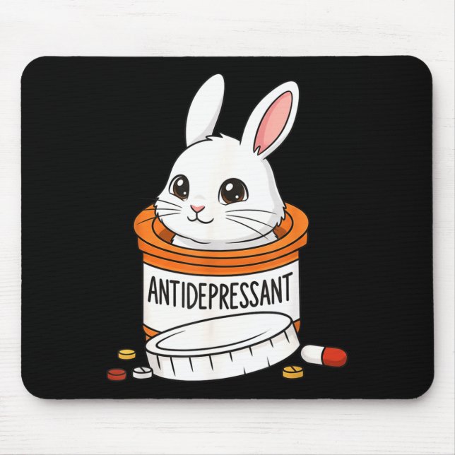 Mousepad Funny Rabbit Bunny Anti Depressant Zoo Boys Girls  (Frente)