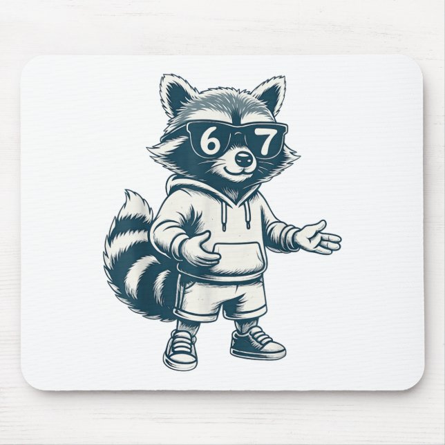 Mousepad Funny Raccoon 67 Meme Six Seven  (Frente)
