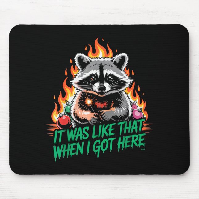 Mousepad Funny Raccoon Christmas Trash Panda Xmas  (Frente)