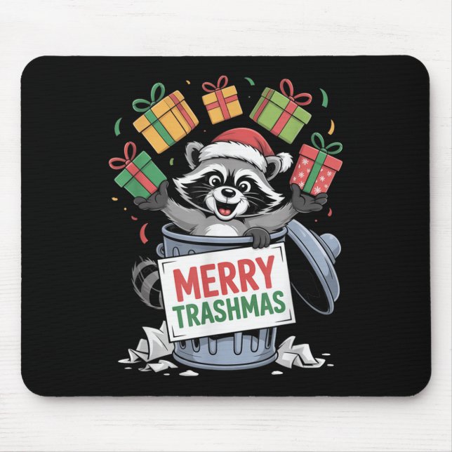 Mousepad Funny Raccoon Christmas Trash Panda Xmas Merry Tra (Frente)