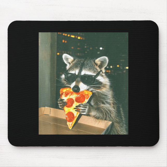 Mousepad Funny Raccoon Eating Zza Animal Meme Men Women Kid (Frente)