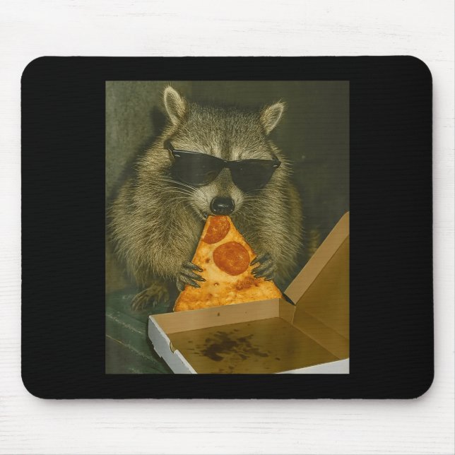 Mousepad Funny Raccoon Eating Zza Animal Meme Raccoon  (Frente)