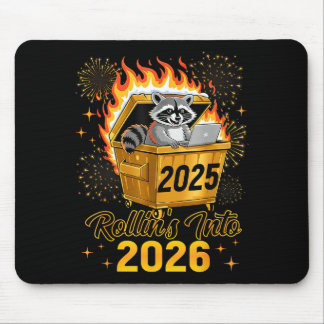 Mousepad Funny Raccoon Rollin's Into 2026 New Year Matching