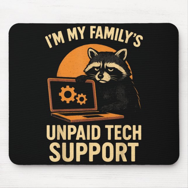 Mousepad Funny Raccoon Tech Lover Graphic Tee Computer Geek (Frente)