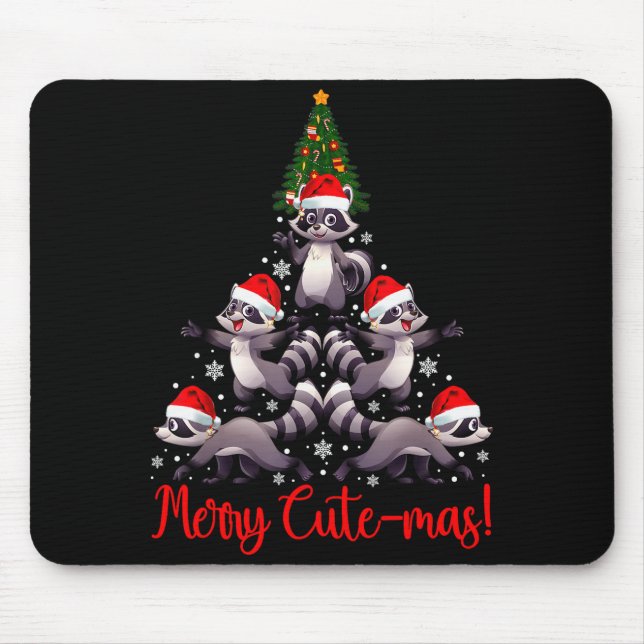 Mousepad Funny Racoon Merry Cute-mas Racoon Family Christma (Frente)