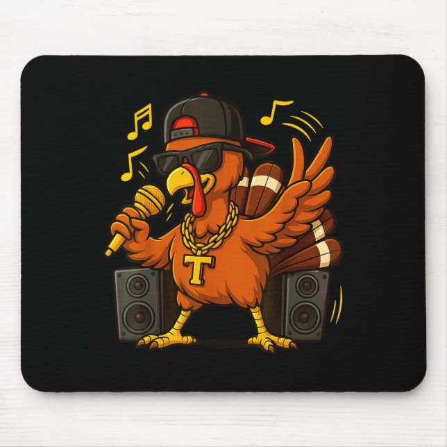 Mousepad Funny Rapper Turkey_hip Hop Thanksgiving Day Drip  (Frente)