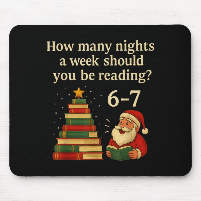 Mousepad Funny Reading Christmas Tree Book– Reading 6 7 Mem (Frente)