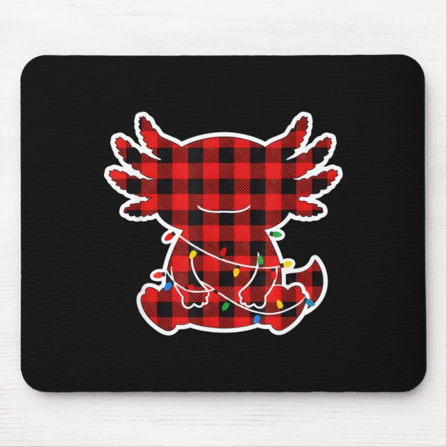 Mousepad Funny Red And Black Buffalo Plaid Axolotl Christma (Frente)