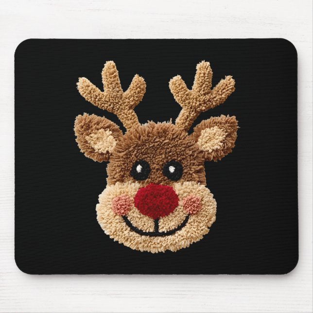 Mousepad Funny Reindeer Rudolph Crochet Merry Christmas Xma (Frente)
