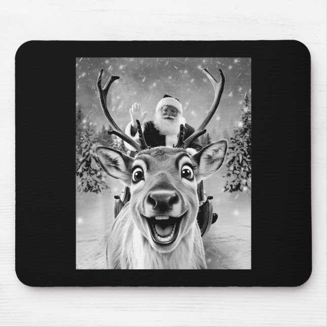 Mousepad Funny Reindeer Selfie Santa Christmas Men Women Ki (Frente)