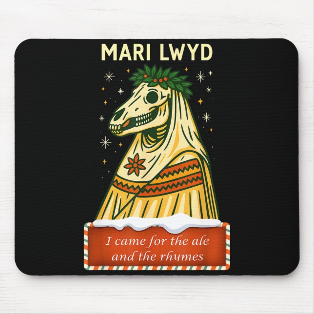 Mousepad Funny Retro Folklore Skeleton Horse Mari Lwyd Yule (Frente)