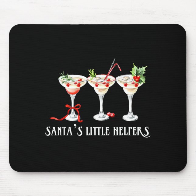 Mousepad Funny Retro Santa's Little Helper Martini Merry Ch (Frente)