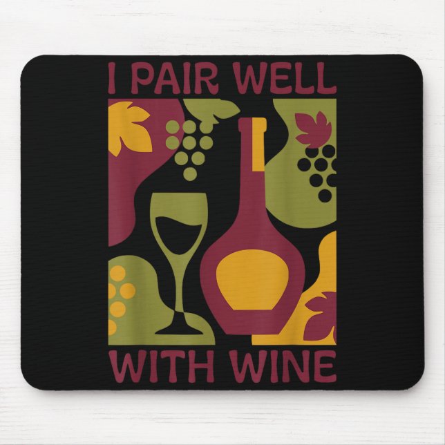 Mousepad Funny retro wine abstract mid-century pair with (Frente)