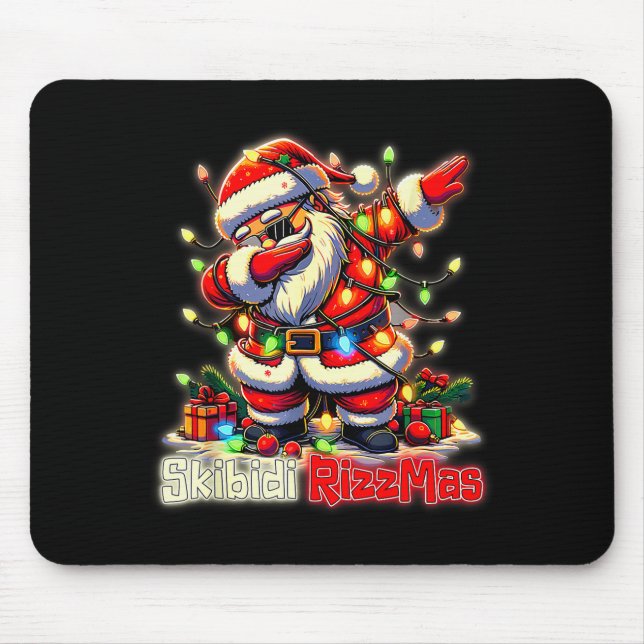 Mousepad Funny Rizz Santa Claus Dabbing Christmas Skibidi R (Frente)