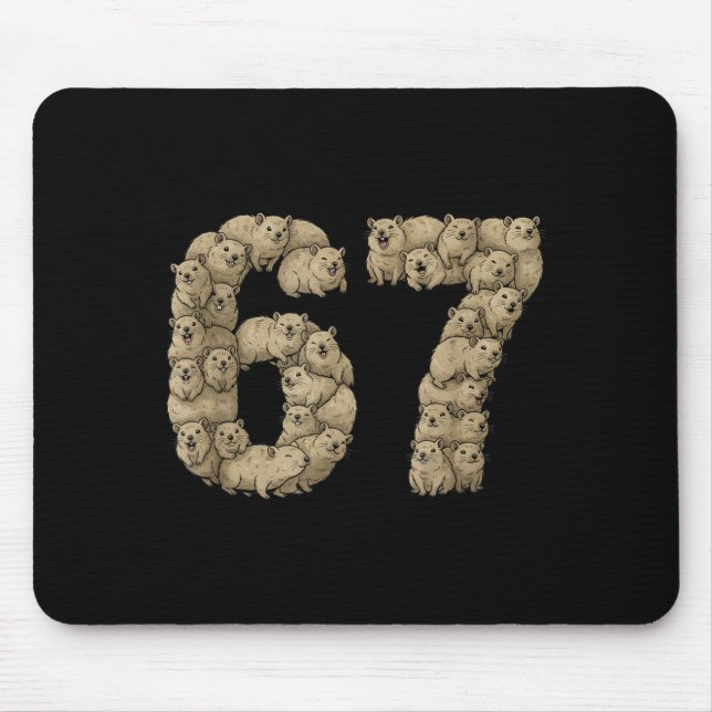 Mousepad Funny Rock Hyrax Awawa 6 7 Meme Six Seven Love  (Frente)