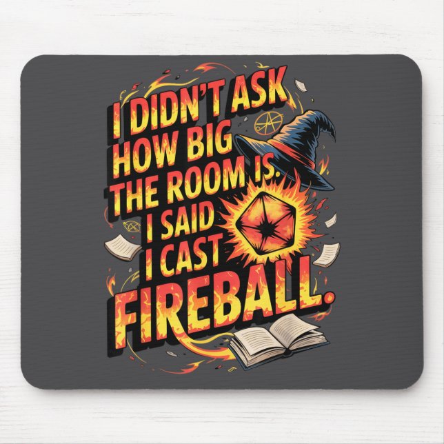 Mousepad Funny Rpg I Cast Fireball Quote With Wizard Hat An (Frente)