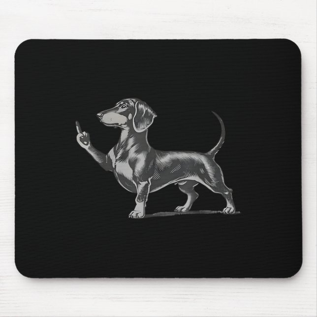 Mousepad Funny Rude Black Dachshund Dog Meme Middle Finger  (Frente)