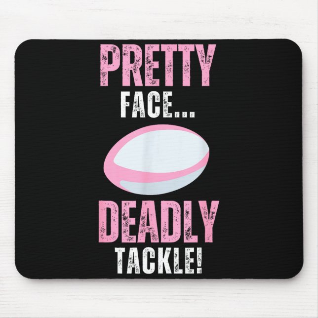 Mousepad Funny Rugby Gift For Girls Pretty Face Deadly Tack (Frente)