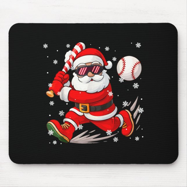 Mousepad Funny Santa Baseball Christmas Pajamas Xmas Men Bo (Frente)